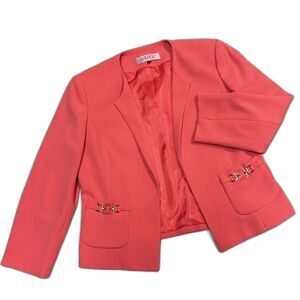 Kasper Women's Coral Blazer size 4 open front with pocket accents NWOT